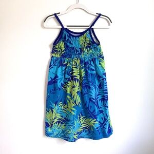 4/$25💥Smocked Tropical Sundress Sleeveless Dress, Spaghetti Straps, Cool Teal